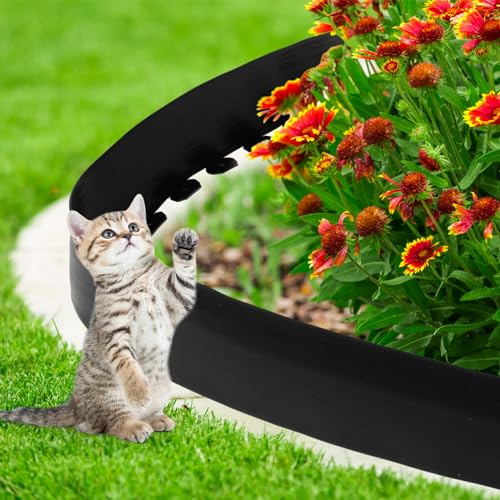 6 Inch Tall 33 ft Length No Dig Landscape Plastic Edging Kit with Hammer Spikes Plastic Garden Flower Bed Edging Landscape Edging Border for Gardens Border Lawn Grass Yard