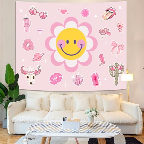 Y2K Tapestry Pink Sun Wall Tapestry