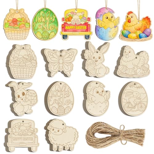 80PCS Wooden Easter Ornaments to Paint (80 Count)