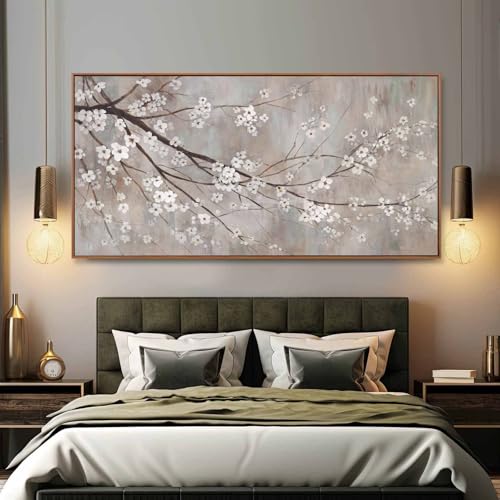 Floral Wall Art Framed Flowers Prints Poster Artwork Plum Blossom Pictures Extra Large Arts 36"x70" for Living Room
