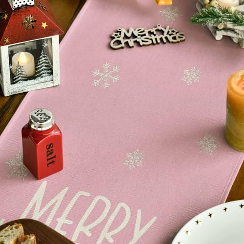 Pink Xmas Trees Table Runner Home Party Decor 13x108 Inch