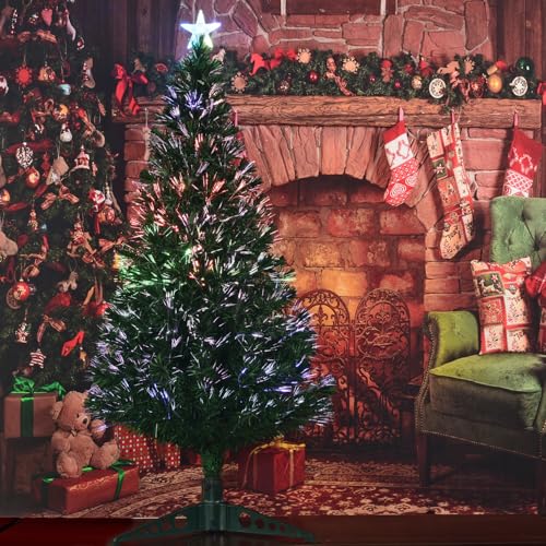 5FT Fiber Optic Green Christmas Tree Artificial Tree with Stand