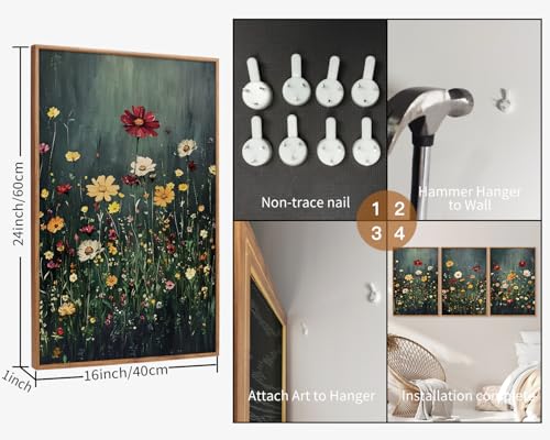 Vintage Floral Framed Canvas Wall Art (3 Count)
