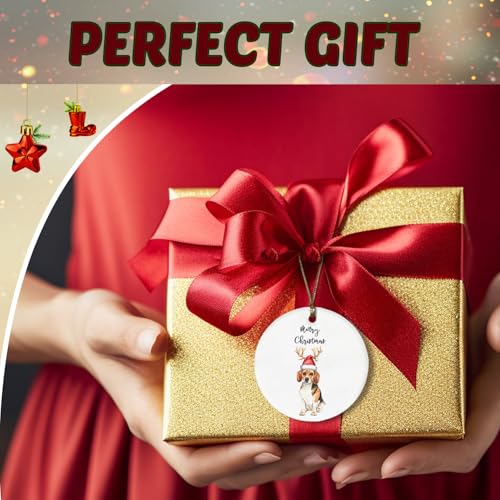 Merry Christmas Beagle Decorative Hanging Ornament
