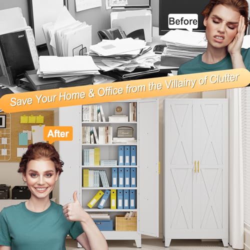 75.2" Tall Metal Kitchen Pantry Storage Cabinet