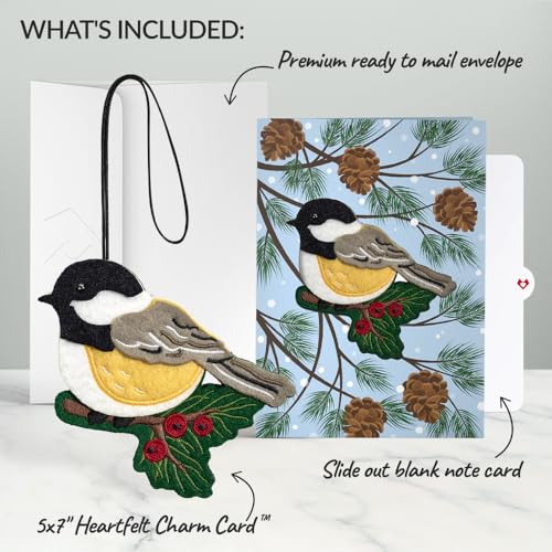 Winter Chickadee Christmas & Birthday Card with Notecard & Envelope
