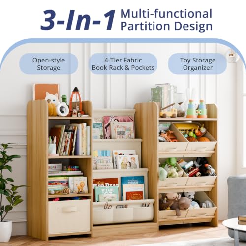 Kids Bookshelf and Toy Storage with 7 Removable Bins