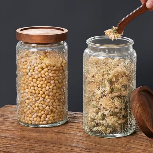 Vintage Glass Jars with Wooden Lids