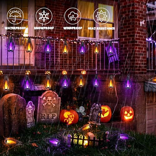 27FT 10 LED Solar Flame Halloween String Lights