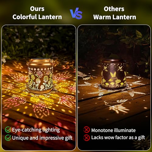 Butterfly Solar Lantern Lights with Colorful Projection (2 Count)