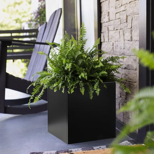 Galvanized Steel Planter Box 28 in Black Square Planters