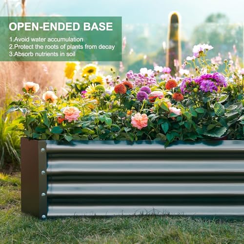 2 Pack 8×4×1ft Galvanized Metal Raised Garden Bed (2 Count)