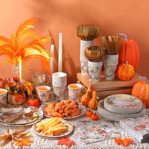 350Pcs Thanksgiving Disposable Tableware Paper Plate (350 Count)