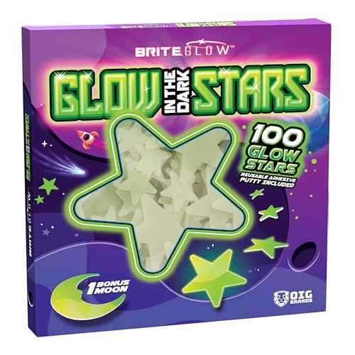 100 PK Green Glow in The Dark Stars for Ceiling Easter Basket Stuffers for Kids (100 Count)