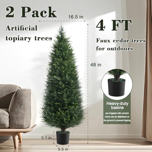 2Pack 4FT Artificial Cedar Tree (2 Count)