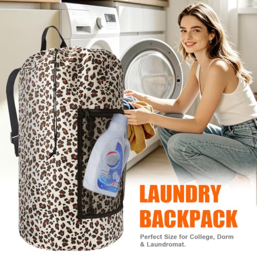 Laundry Bag Backpack Durable Laundry Bag with Shoulder Straps and Mesh Pockets Portable Laundry Hamper Dirty Clothes Bag for College