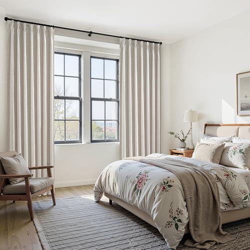 100 Inch Curtains Cabin & Drapes Window Coverings Linen Custom Blackout Curtains (2 Count)