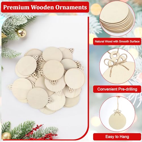50 PCS Wooden Christmas Ornaments (50 Count)