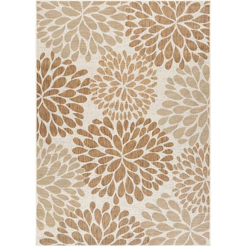 Outdoor Rug 9x12 Modern Exotic Tropical Leaf Area Rugs for Indoor and Outdoor Patio Deck Porch Garden Water Resistant Washable Outside Carpet