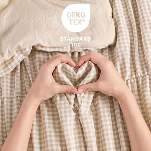 Tan Gingham King Size Comforter Set