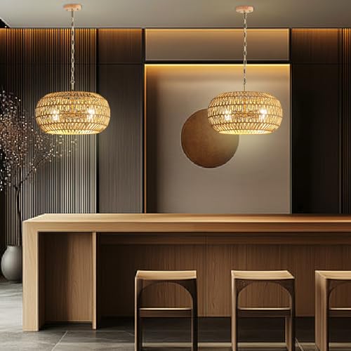 Rattan Pendant Light 4 Light Modern Chandelier