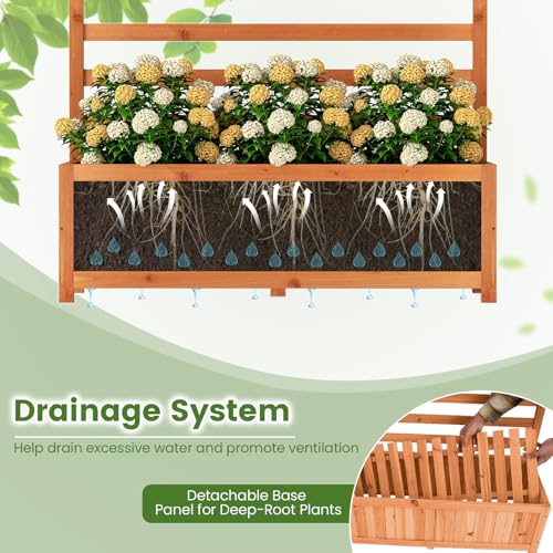 59" Raised Garden Bed with Trellis & Detachable Base Panel
