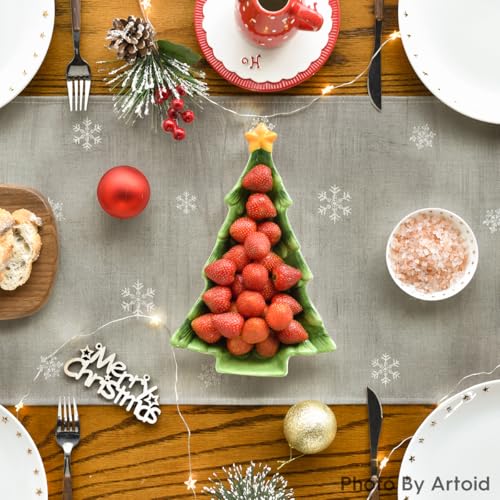 Grey Xmas Trees Table Runner Home Party Decor 13x72 Inch