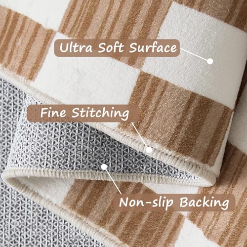 8x10 Area Rug Washable Modern Checkered Rug for Kids Room (80 Sq Ft)