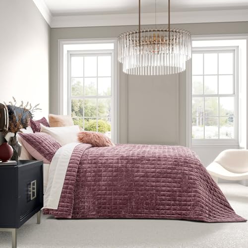 Channel Box Stitch Velvet Quilt Set