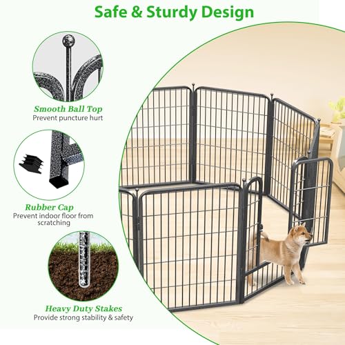 Decorative Black Metal Fencing Garden Fence with Gate (170.67 Sq Ft)
