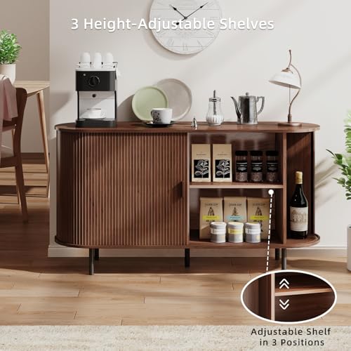55" Fluted Buffet Sideboard Cabinet with Sliding Door