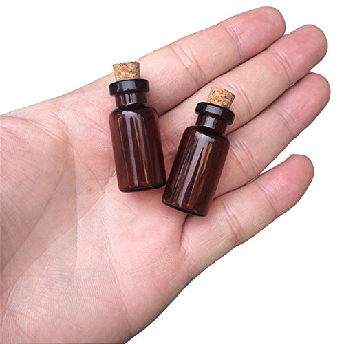 12units 2ml Glass Amber Vials with Cork Empty Small Brown Tiny Glass Jars (12 Count)
