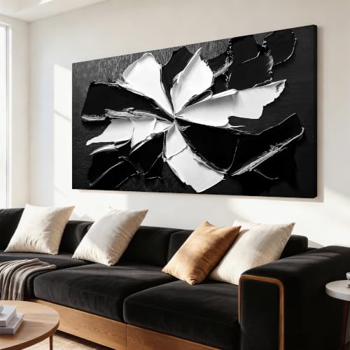 Abstract Wall Art Decor Modern Large Wall Art for Living Room Abstract Canvas Art Wall Decor Oversized Black and White Wall Art Prints Flowers Artwork for Walls Office Home Decorations 35" X 70"