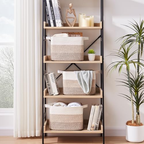 Cotton Rope Storage Baskets for Organizing Blue & White 3