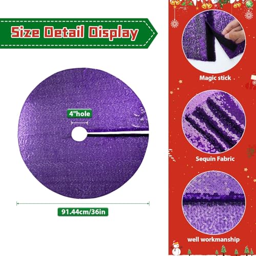 Sequin Tree Skirt 36 Inch Purple Ornament Christmas Decoration