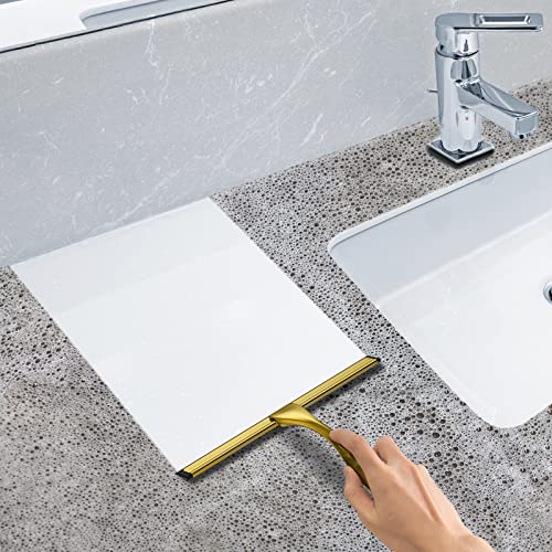 All Purpose Stainless Steel Shower Squeegee for Shower Doors with 2 Adhesive Hooks