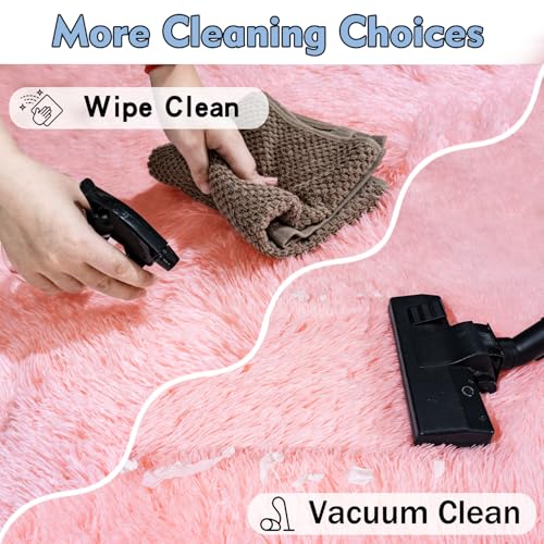 Ultra Soft Pink Rugs for Bedroom 8x10 Feet