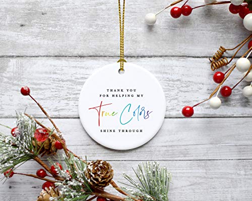 Round Ceramic Porcelain Christmas Tree Ornament for Teacher Thank You Appreciation Graduation Gift