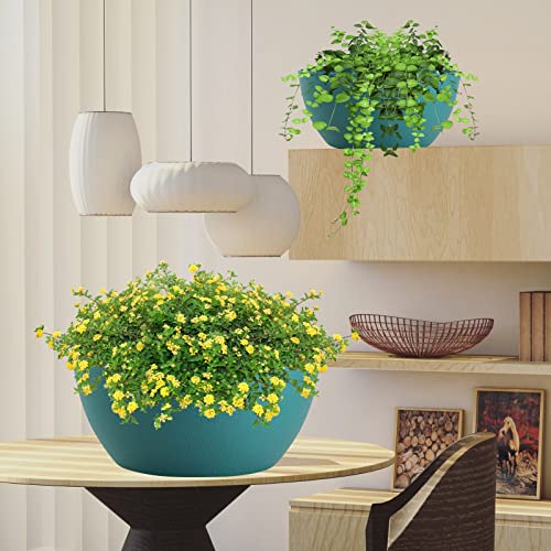 13 inch 2 Pack Large Hanging Planters for Indoor Outdoor Plants with Drainage Holes and Chain (2 Count)