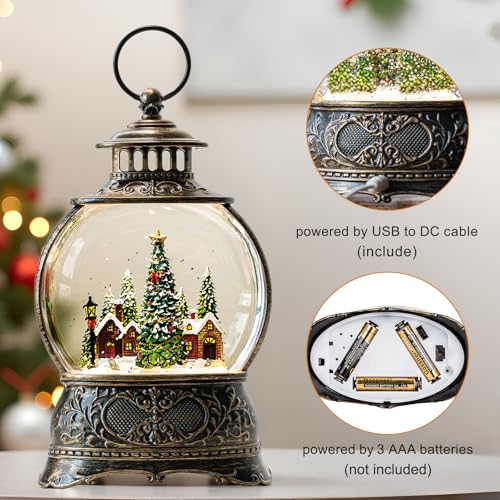 Christmas Snow Globes Water Lantern with Christmas Tree Village