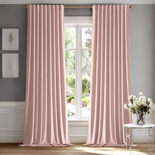 Light Pink Velvet Pinch Pleat Blackout Curtains W52 X L96 Inches (2 Count)