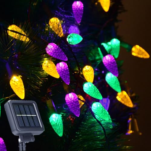 Outdoor Solar Christmas Lights C6 Strawberry String Lights Mardi Gras String Lights