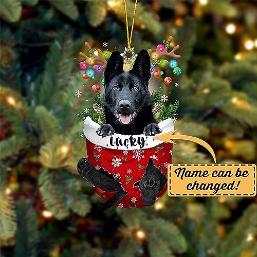 Black German Shepherd Dog Christmas Ornament