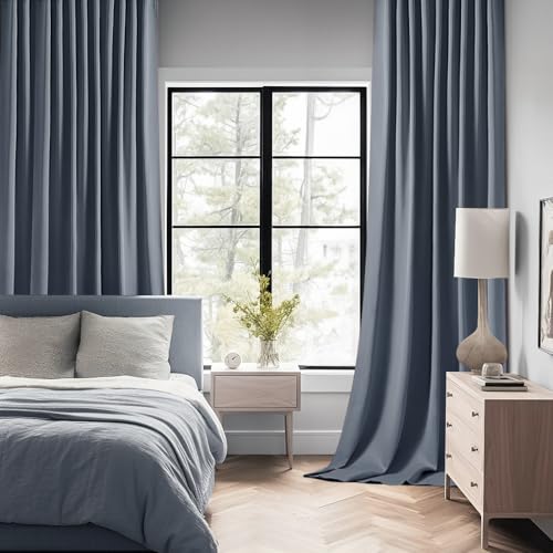Stone Blue Back Tab Blackout Curtains 52x84 Inch Length 2 Panels Set (2 Count)
