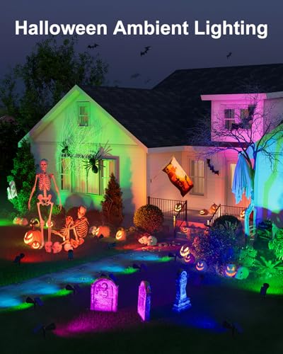 4 Pack Color Change Solar Spotlights Waterproof RGB Halloween Decor (4 Count)