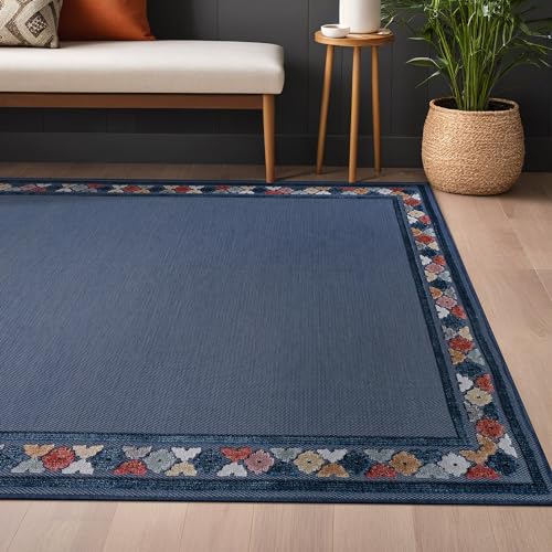 Outdoor Rug 6x9 Modern Bordered Area Rugs for Indoor and Outdoor Patio Easy to Clean Non Shedding Living Room Porch Garden Washable Outside Carpet
