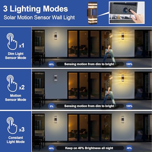 2 Pack Solar Outdoor Wall Lights with 3 (2 Count)