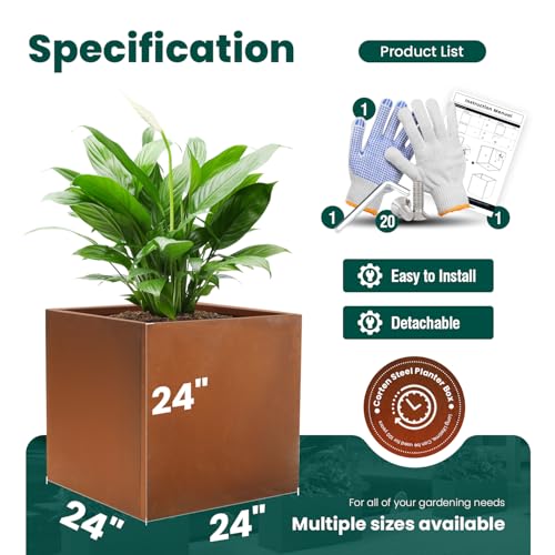 Corten Steel Planter Box 24 Inch