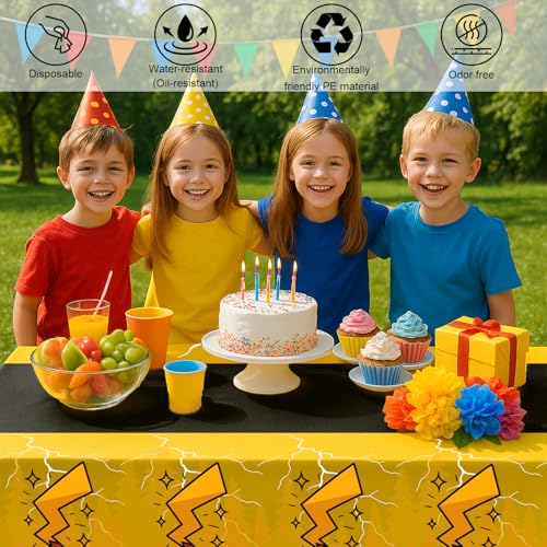 6 Pack Yellow Cartoon Plastic Birthday Tablecloths (6 Count)