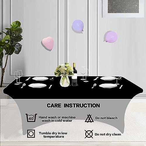 2 Pack 4FT Black Table Cloth for Rectangular Spandex Table Cover (2 Count)